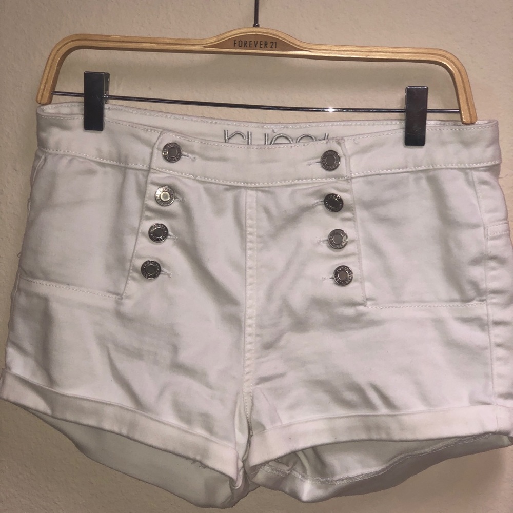 High Waisted Button-up Shorts, White